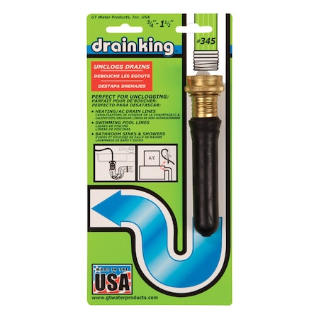 B & K GT Water Products Drain King 0 ft. L Drain Unclogger 345